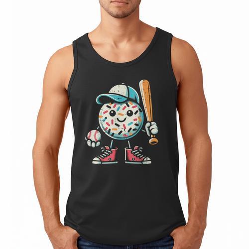 Donut Baseball Hat Ball Bat Cute Sport Toddler Boys Kids Men Men Tank Top - Sportilla