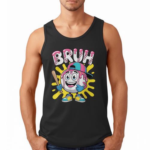 Drip Baseball Boy Youth Kid Ice Cream Dripping Baseball Bruh Men Tank Top - Sportilla