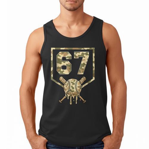 Dripping Camo 67 Baseball Ice Cream Drip 6-7 Six Seven Boy Men Tank Top - Sportilla
