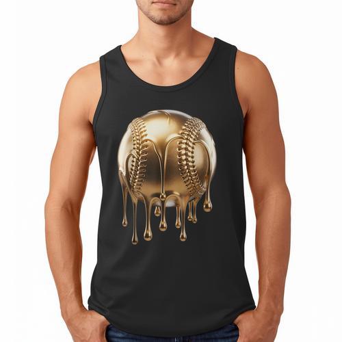 Dripping Gold Drip Baseball Game Day Player Coach Baller Men Tank Top - Sportilla