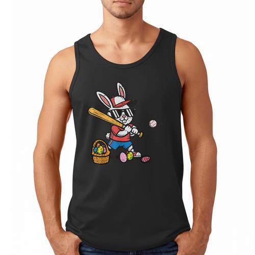 Easter Bunny Baseball Player Batter Rabbit Boys Kids Men Men Tank Top - Sportilla