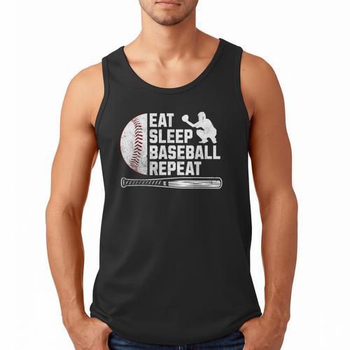 Eat Sleep Baseball Repeat Baseball Player Men Boys Men Tank Top - Sportilla
