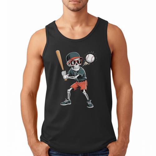 Halloween Skeleton Playing Baseball 67 Six Seven Meme Men Tank Top - Sportilla