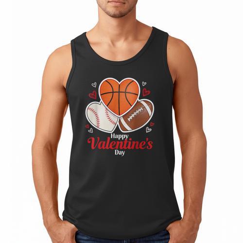 Happy Valentine’s Basketball Football Valentine Baseball Men Tank Top - Sportilla