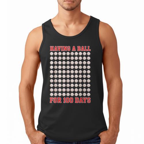 Having A Ball For 100 Days Of School 100th Baseball Men Tank Top - Sportilla