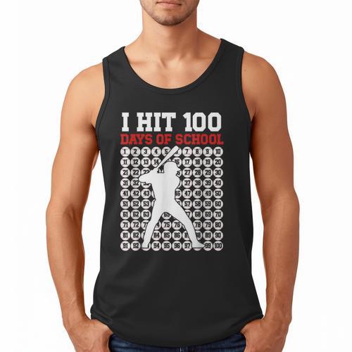 I Hit 100 Days Of School Baseball 100 Day Of School Men Tank Top - Sportilla