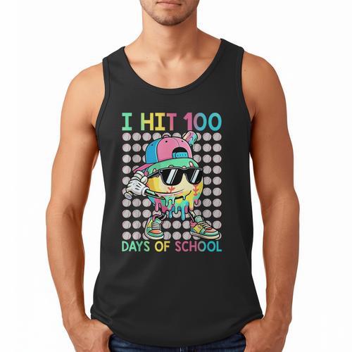 I Hit 100 Days Of School Baseball Drip 100th Day Of School Men Tank Top - Sportilla