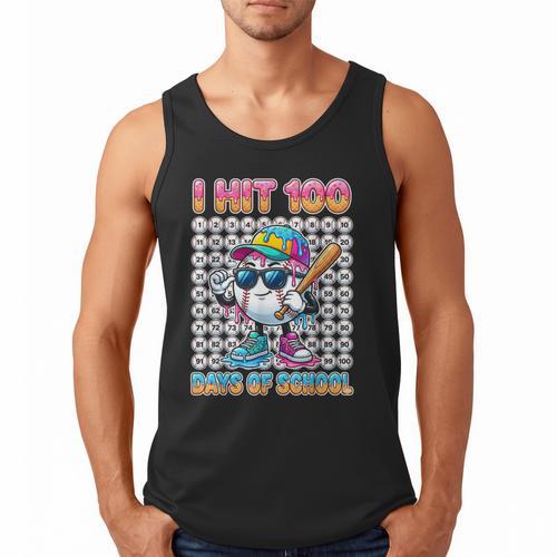 I Hit 100 Days Of School Baseball Ice Cram Drip 100th Boys Men Tank Top - Sportilla