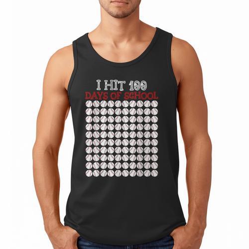 I Hit 100 Days Of School Baseball Lover Teacher Student Men Tank Top - Sportilla