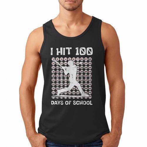 I Hit 100 Days Of School Baseball Player 100th Day Boys Kids Men Tank Top - Sportilla