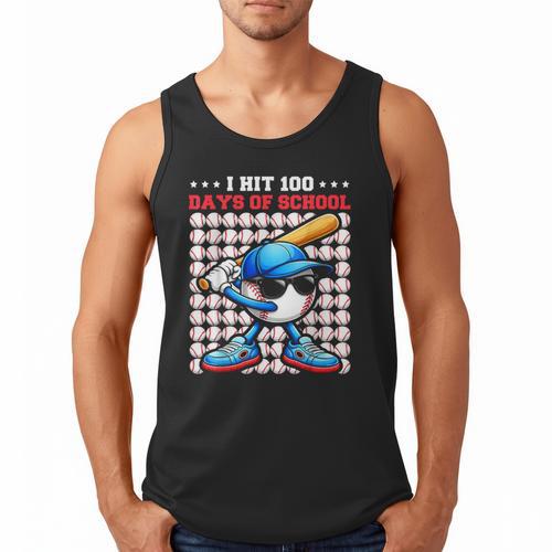I Hit 100 Days Of School Baseball Player Kids Boys Son Men Tank Top - Sportilla
