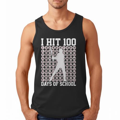 I Hit 100 Days Of School Boys Kids 100th Day Balls Baseball Men Tank Top - Sportilla