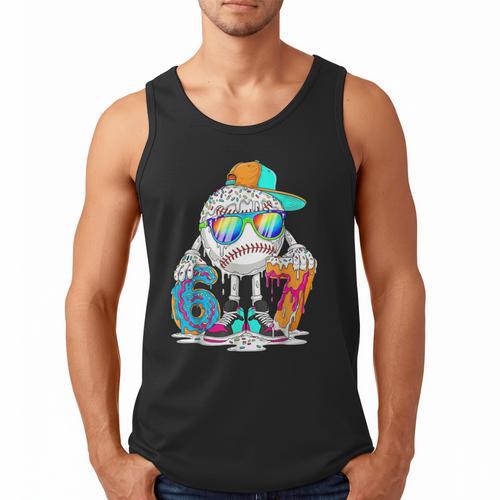 HUGvyn 6 7 Baseball Number Kid Drip Ice Cream Six Seven Meme Men Tank Top - Sportilla