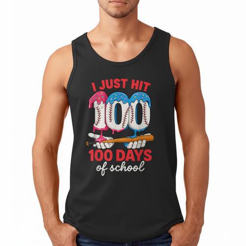HUGvyn I Just Hit 100 Days Of School Baseball Ice Cream Boys Men Tank Top - Sportilla