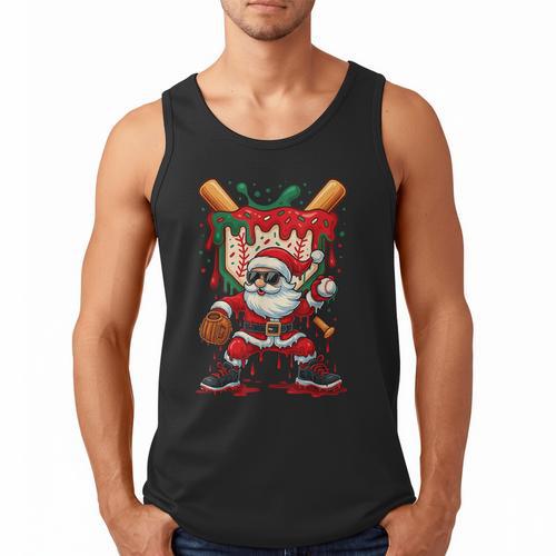 HUGvyn Santa Playing Baseball Ice Cream Drip Christmas Boys Men Tank Top - Sportilla