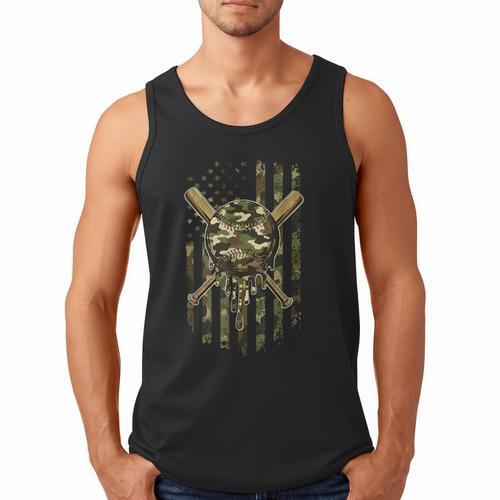 Ice Cream Baseball Drip For Boys Camo USA Flag Camouflage Men Tank Top - Sportilla