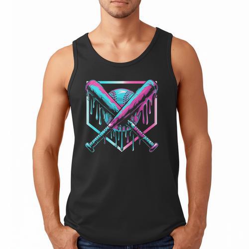 Ice Cream Baseball Drip Home Plate Bats Cool For Boys Youth Men Tank Top - Sportilla