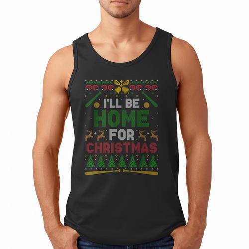 I’Ll Be Home For Christmas Baseball Ugly Sweater Men Tank Top - Sportilla