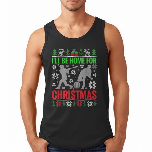 I'Ll Be Home For Christmas Baseball Xmas Men Tank Top - Sportilla
