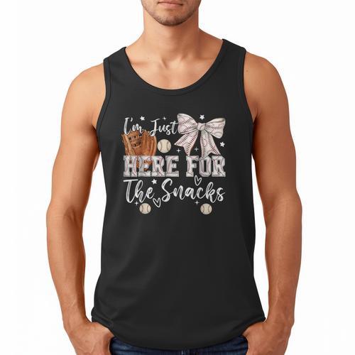 I'm Just Here For The Snacks Baseball Coquette Game Day Girl Men Tank Top - Sportilla