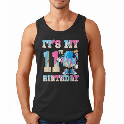 It's My 11th Birthday Baseball Ice Cream Drip Theme Men Tank Top - Sportilla