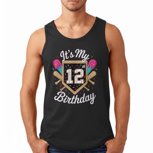 It's My 12th Birthday Baseball Fan Celebration Men Tank Top - Sportilla