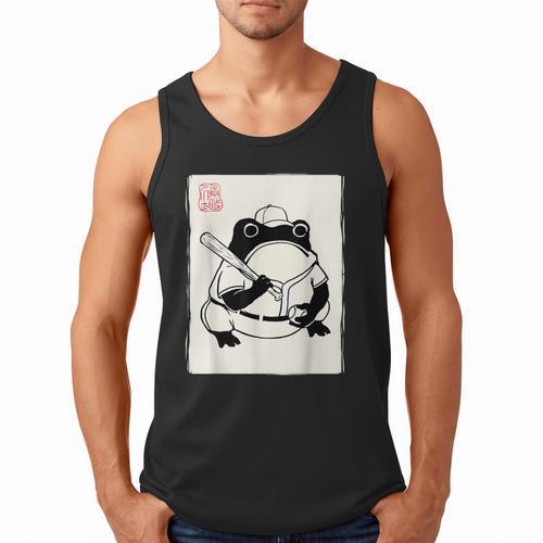 Japanese Grumpy Frog Baseball Player Baseball Men Tank Top - Sportilla