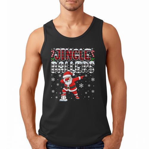 Jingle Ballers Plaid Santa Dabbing Baseball Christmas Men Tank Top - Sportilla