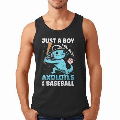 Just A Boy Who Loves Axolotls & Baseball Men Tank Top - Sportilla