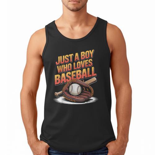 Just A Boy Who Loves Baseball Player Kids Men Tank Top - Sportilla