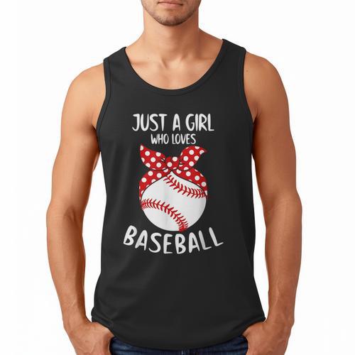 Just A Girl Who Loves Baseball Cute Retro Baseball Lover Men Tank Top - Sportilla