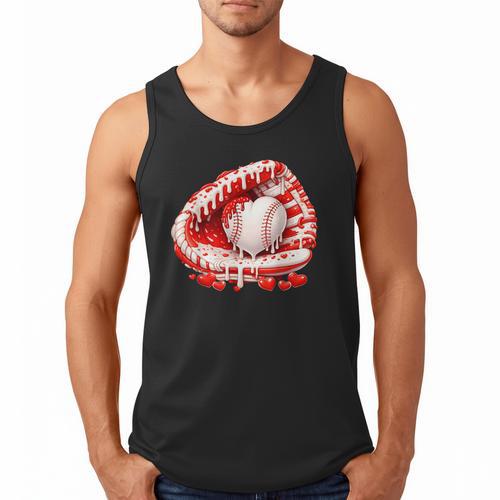 Kid Drip Ice Cream Baseball Heart Catcher Valentines Day Boy Men Tank Top - Sportilla
