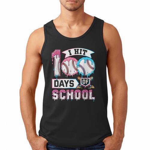 Kids 100 Days Of School Boys 100th Day Baseball Drip Toddler Men Tank Top - Sportilla