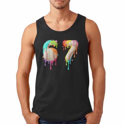 Kids Meme 67 Number Six 6 Seven 7 Ice Cream Drips Baseball Men Tank Top - Sportilla