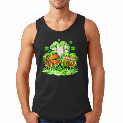 Kids St Patricks Day Shamrock Basketball Baseball Football Men Tank Top - Sportilla