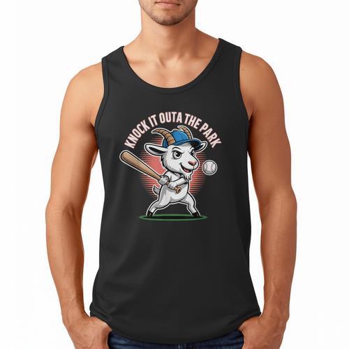 Knock It Outa The Park Baseball Goat Home Run Men Tank Top - Sportilla