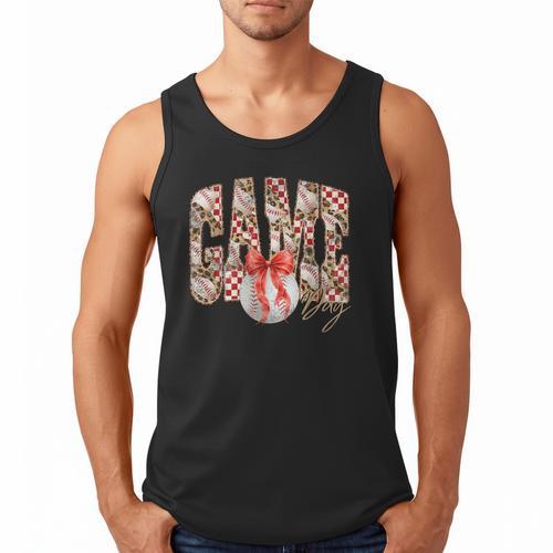 Leopard Checkered Game Day Baseball Coquette Bow Women Girls Men Tank Top - Sportilla