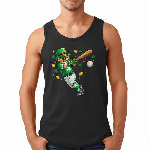 Leprechaun Play Baseball St Patrick's Day Men Kid Boys Men Tank Top - Sportilla