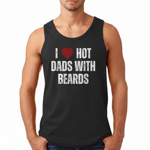 I Love Hot Baseball Dads With Beards Red Hearts Men Tank Top - Sportilla
