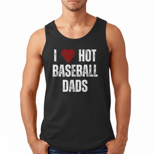 I Love Hot Baseball Dads Red Hearts Men Tank Top - Sportilla