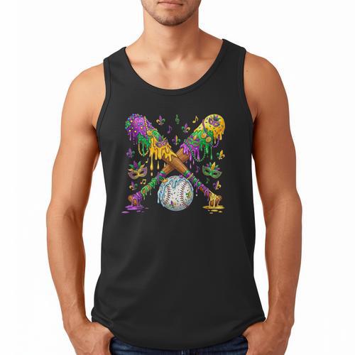 Mardi Gras Baseball Drip Shirt Cool Dripping Baseball Drip Men Tank Top - Sportilla