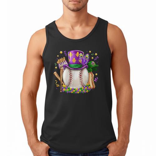 Mardi Gras Baseball Jester Hat Fleur De Lis Boys Girls Kids Men Tank Top - Sportilla