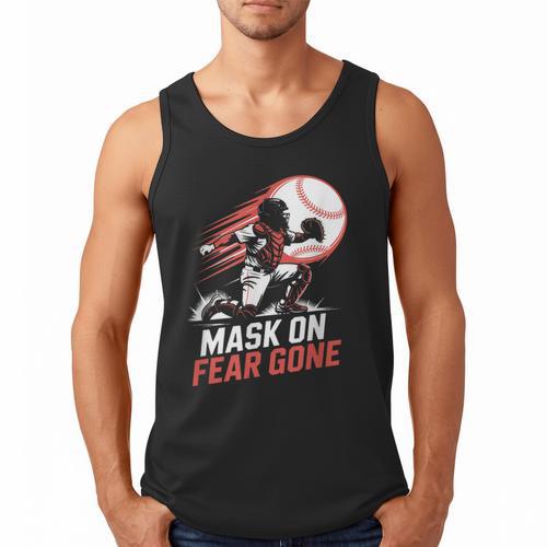 Mask On Fear Gone Baseball Catcher Softball Men Tank Top - Sportilla