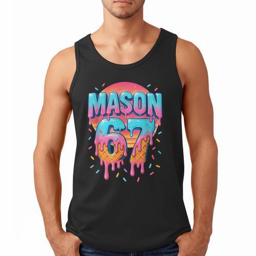 Mason 67 Costume Ice Cream Baseball Drip 6 7 Meme Six Seven Men Tank Top - Sportilla