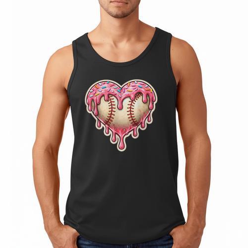 Melting Baseball Drip Heart Softball Player Lover Ice Cream Men Tank Top - Sportilla
