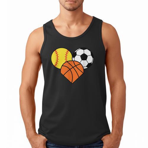 Mom Sports Heart Soccer Basketball Baseball Softball Men Tank Top - Sportilla