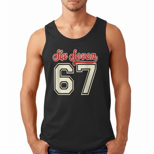 Number 67 Meme Six Seven Baseball Style Kids Boy Teen Men Tank Top - Sportilla