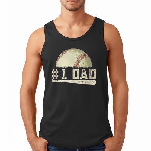 Number One Baseball Dad Fathers Day Baseball Player Dad Papa Men Tank Top - Sportilla