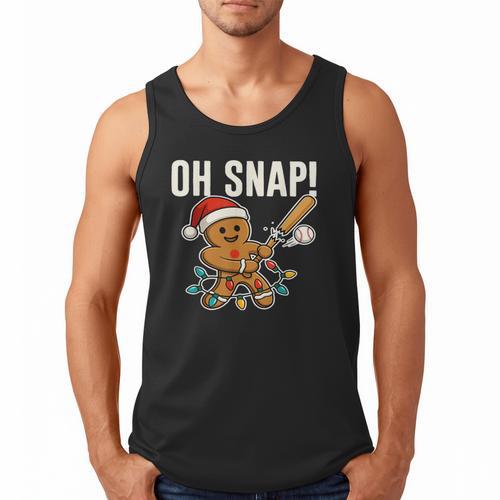 Oh Snap Gingerbreadman Christmas Baseball Humor Men Tank Top - Sportilla