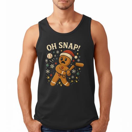 Oh Snap Gingerbreadman Christmas Baseball Men Tank Top - Sportilla